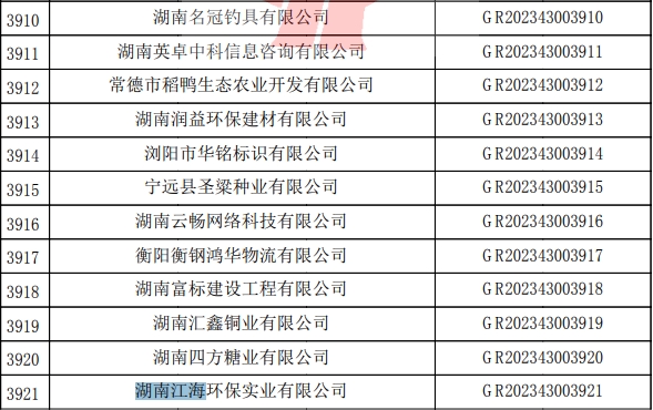 2023年湖南江海，“高新技術(shù)企業(yè)”復(fù)審順利通過！